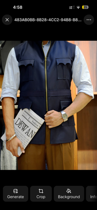 Navy Pinstripe Utility Pocket Waistcoat