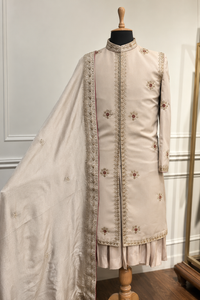 Contrast Resham & Dabka Embroidered Anarkali Kurta Pyjama Set