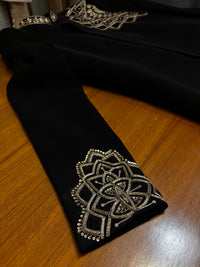 Black Japanese Achkan with Geometric Embroidery
