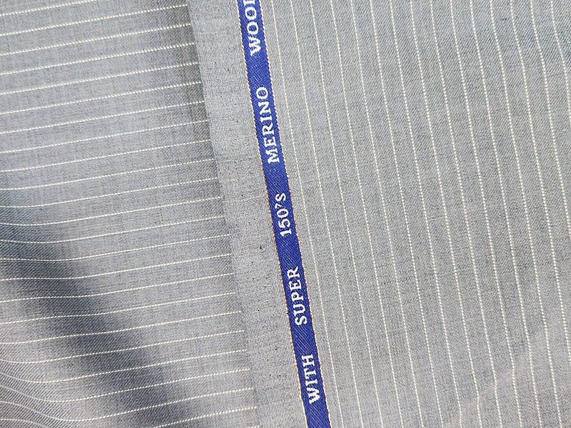 Ferrino Mizzoni Super 150 Wool Blend Suiting Fabric (Grey and White)