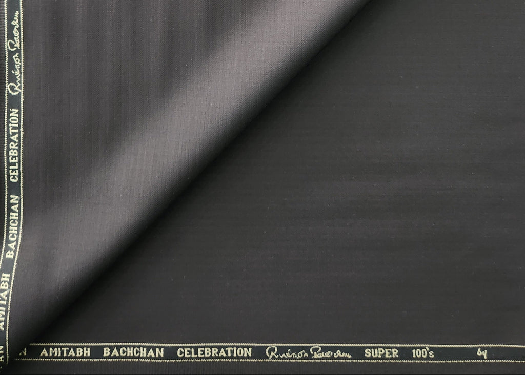 Reid And Taylor Super 100 Wool Blended Suiting Fabric (Black)