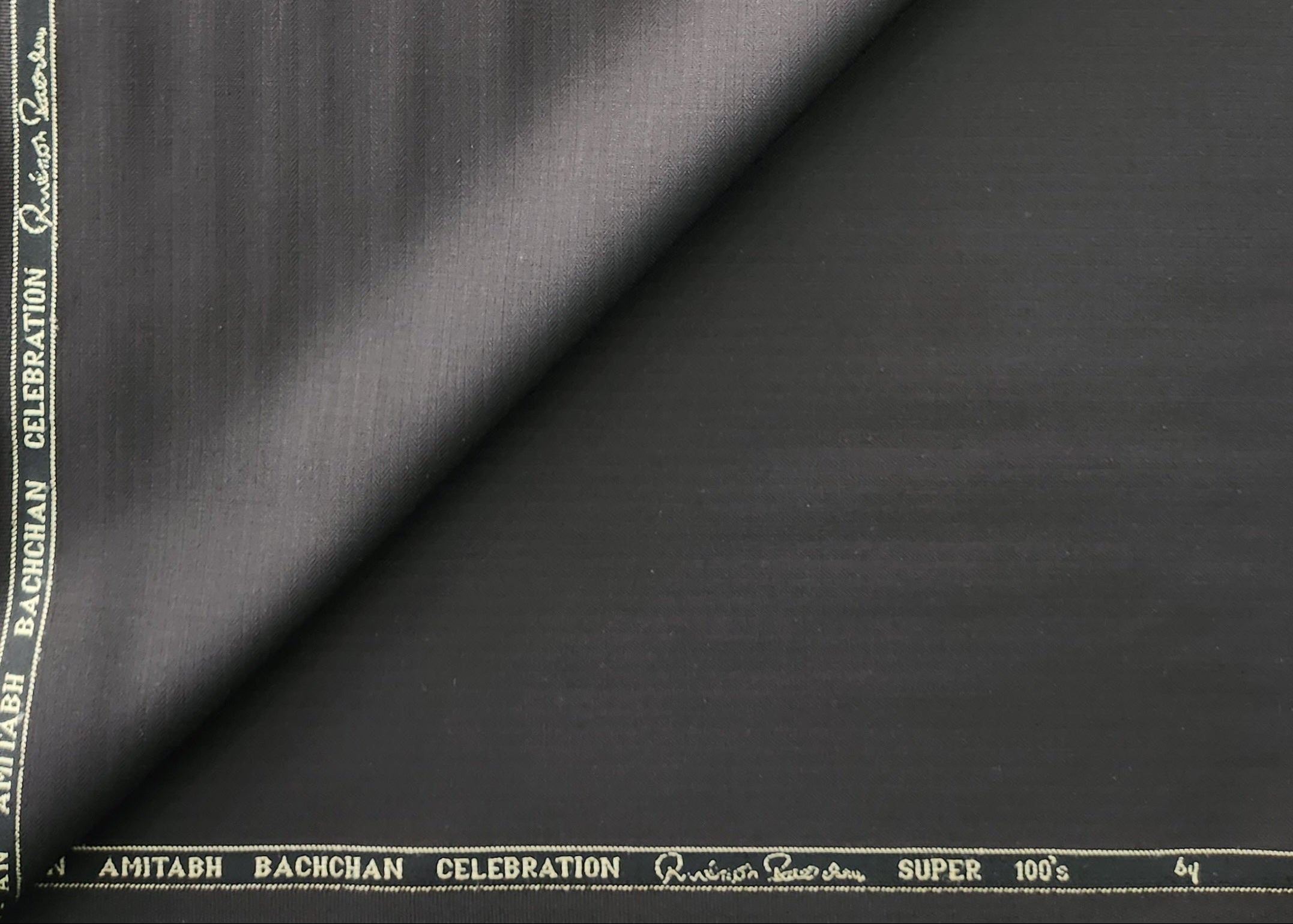 Reid And Taylor Super 100 Wool Blended Suiting Fabric (Black)