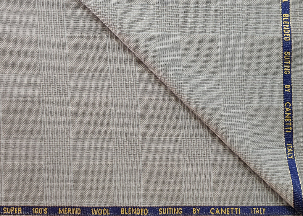 Super 100 Merino Wool Suiting Fabric By Canetti Itly ( Self Check)