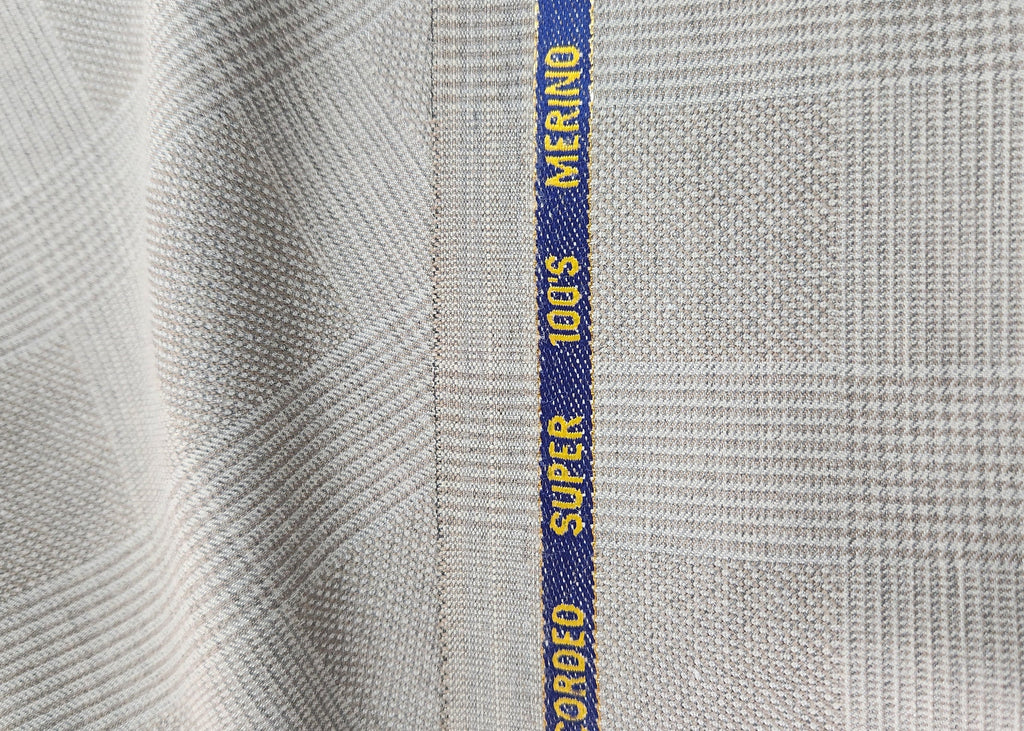 Super 100 Merino Wool Suiting Fabric By Canetti Itly ( Self Check)