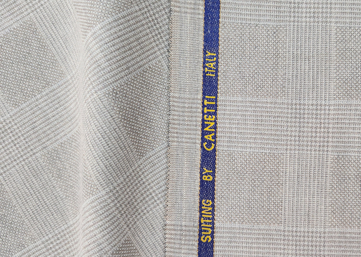 Super 100 Merino Wool Suiting Fabric By Canetti Itly ( Self Check)