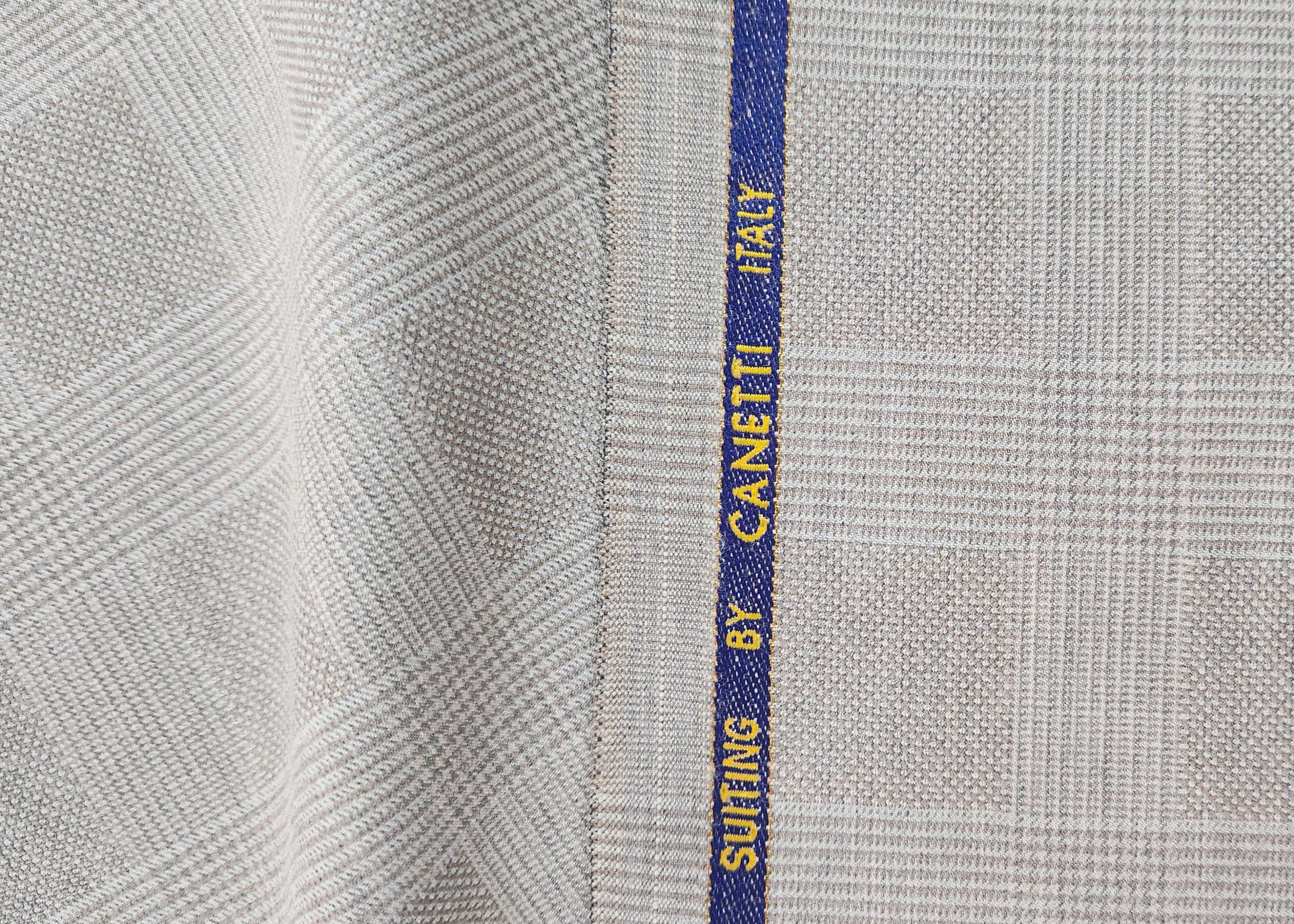 Super 100 Merino Wool Suiting Fabric By Canetti Itly ( Self Check)