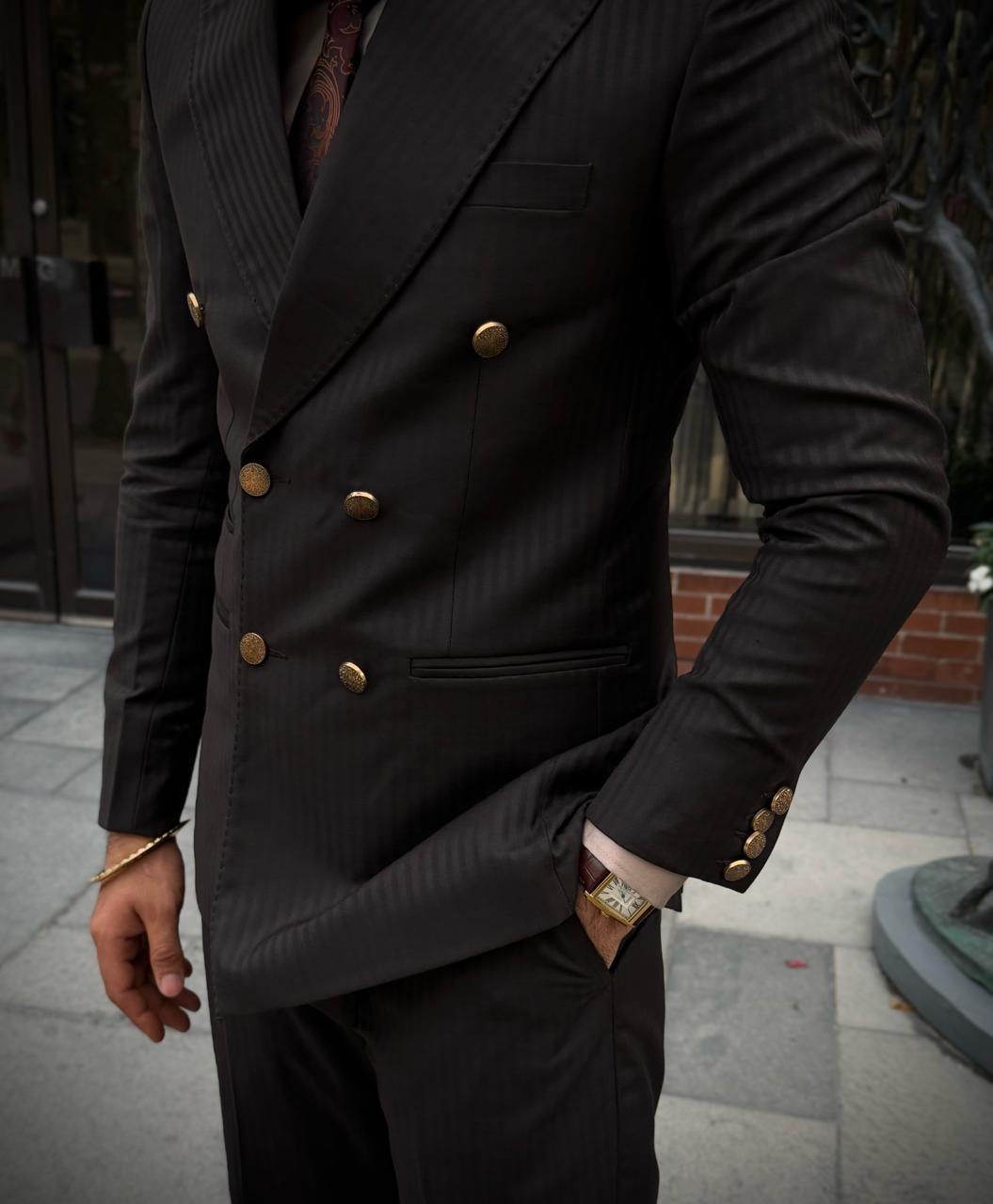 Charcoal Grey Double-Breasted Suit