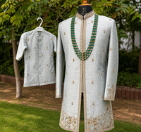 Ivory Embroidered Sherwani Set with Kurta Pyjama | Premium Wedding Sherwani for Men