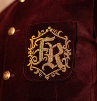 Velvet Bandhgala with Custom Monogram Embroidery