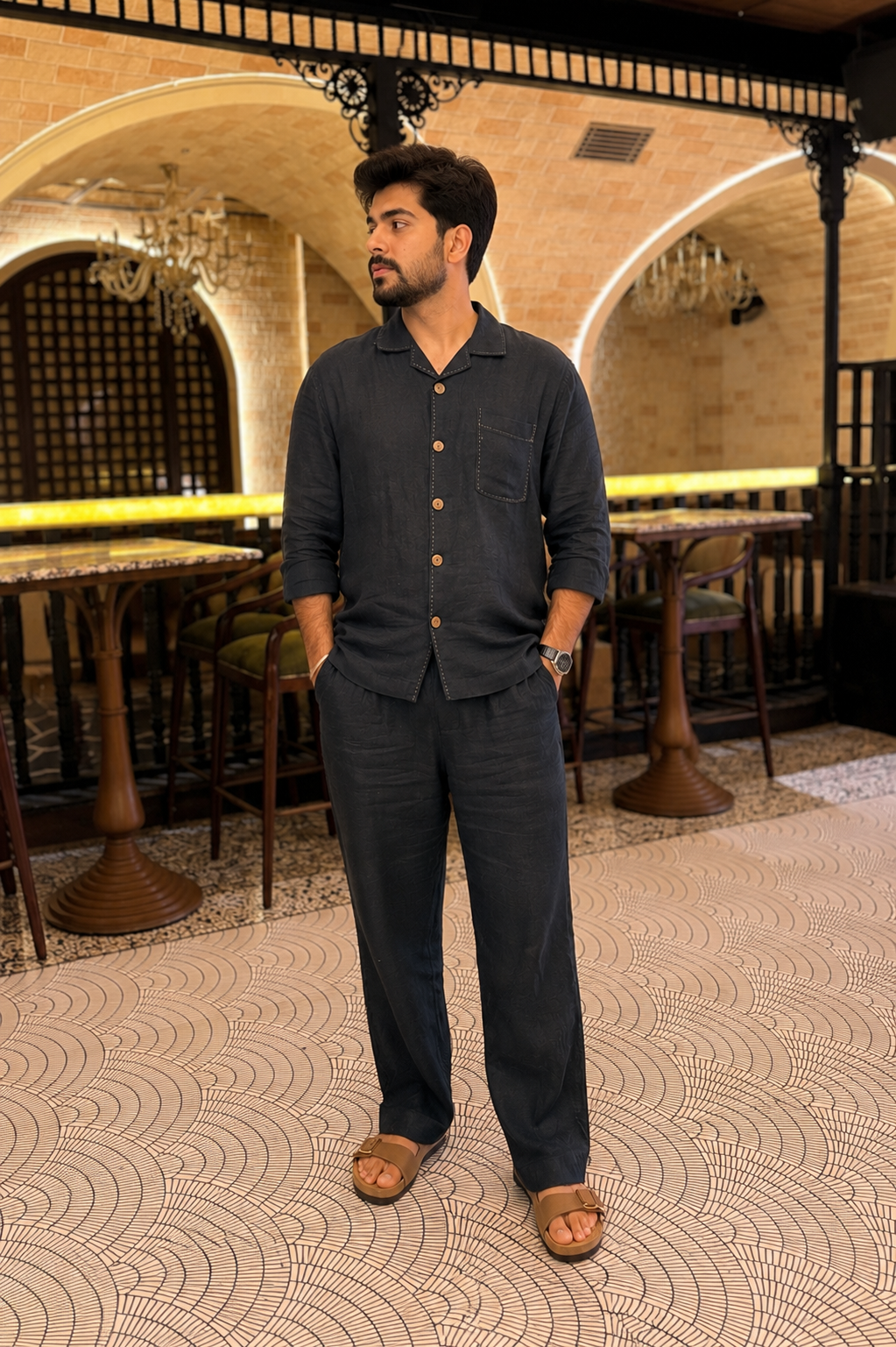 Navy Blue Linen Co-ord Set