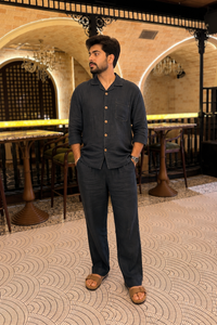 Navy Blue Linen Co-ord Set