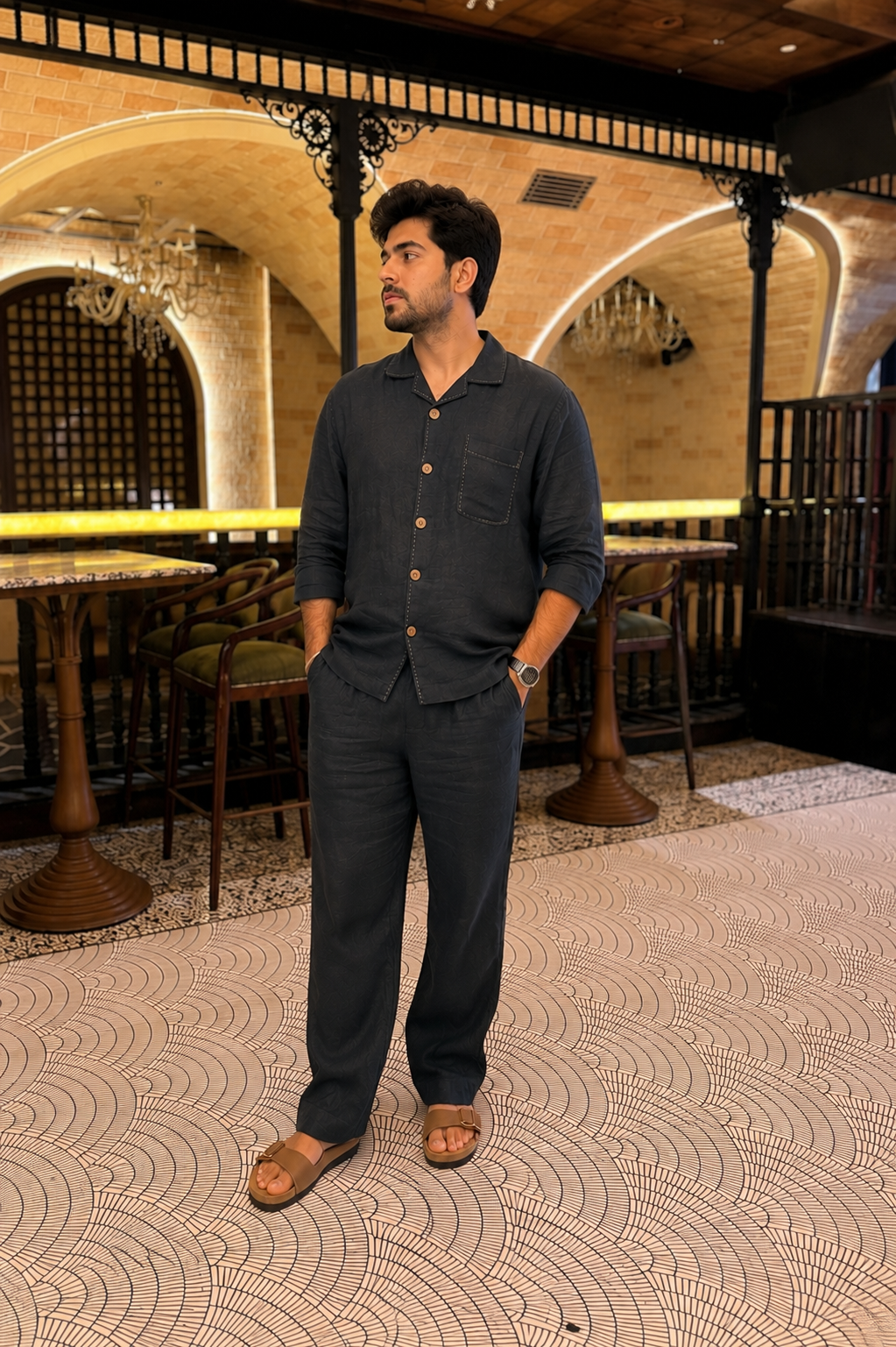 Navy Blue Linen Co-ord Set