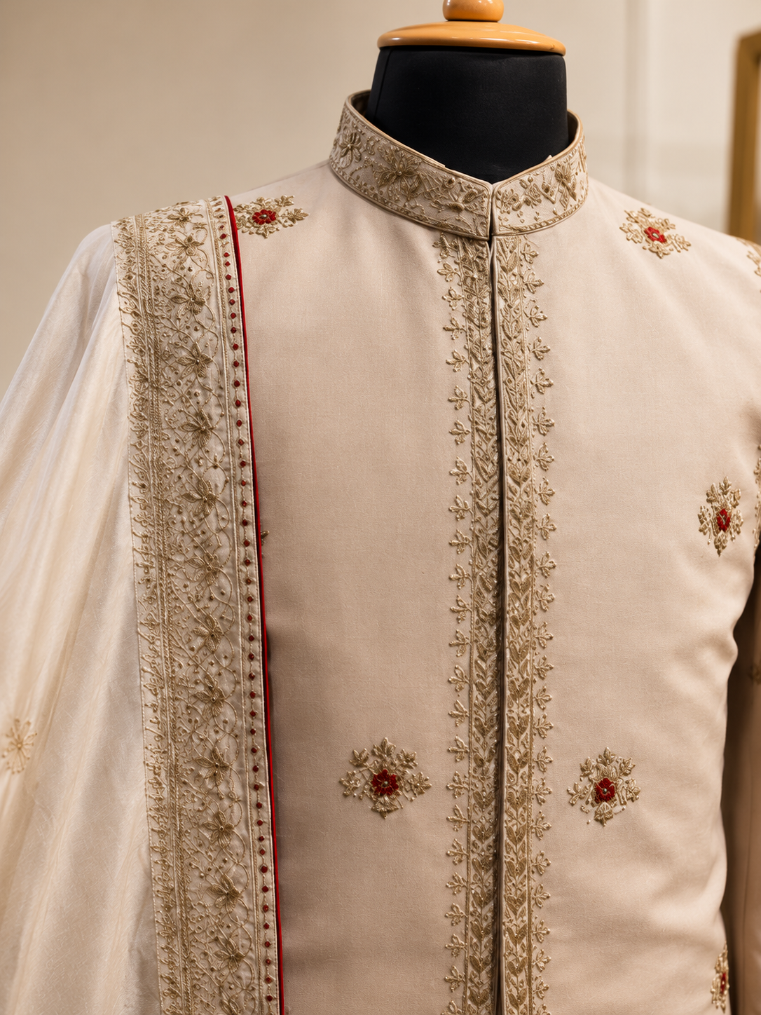 Contrast resham n dabka embroidery alongwith anarkali kurta pyjama