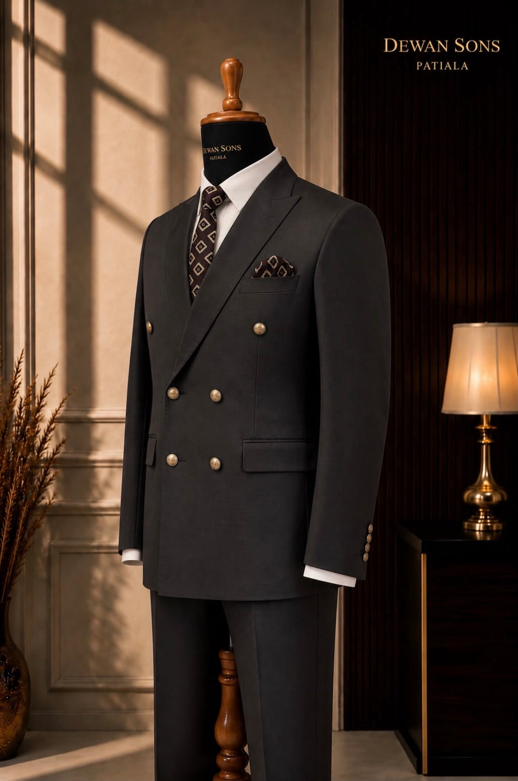 Charcoal Grey Double-Breasted Suit