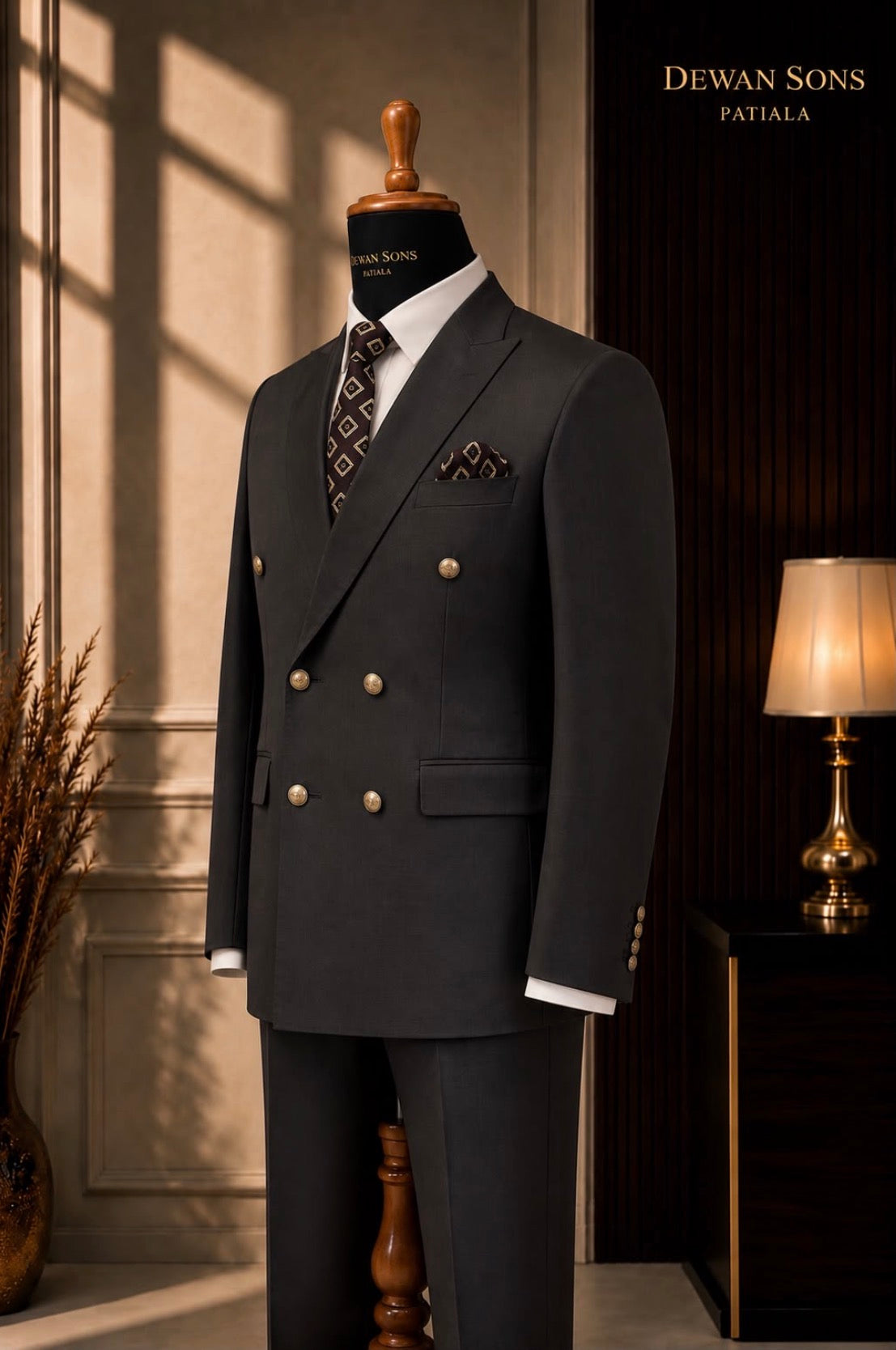 Charcoal Grey Double-Breasted Suit