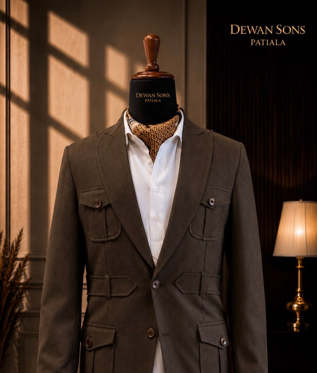 Tweed Utility Blazer with Half-Belt Detailing