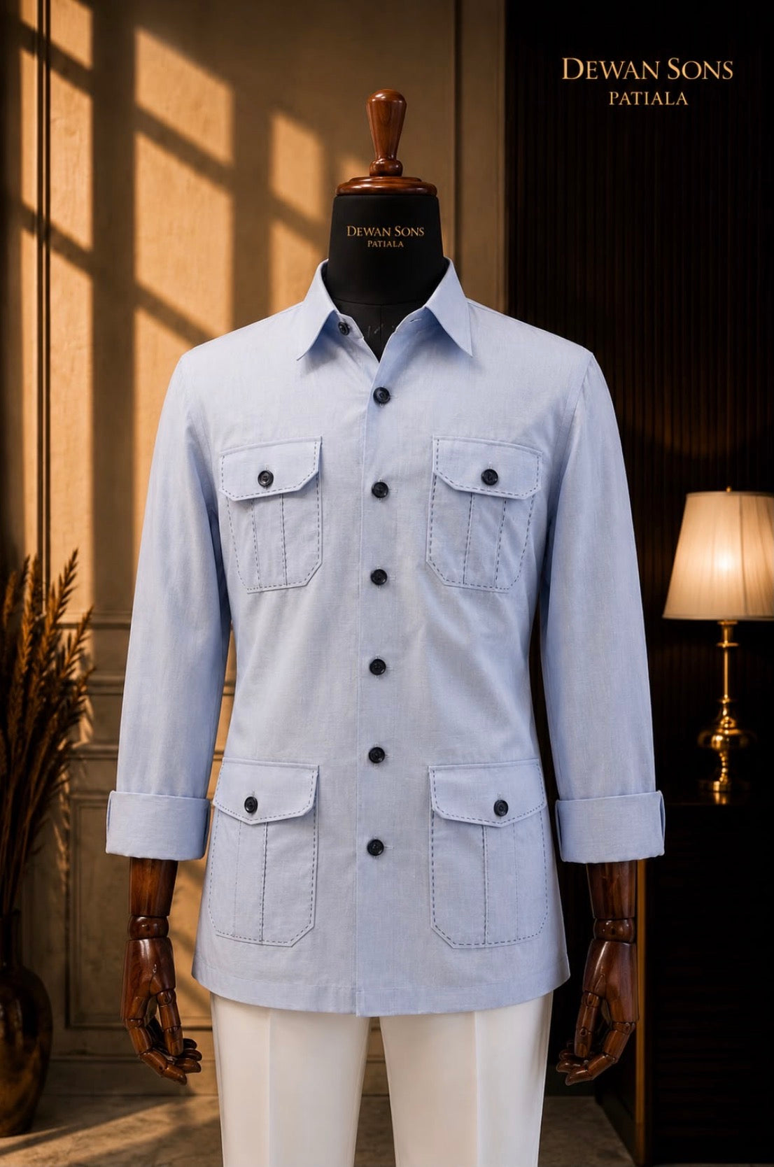 4-Pocket Utility Shirt with Hemming Detail