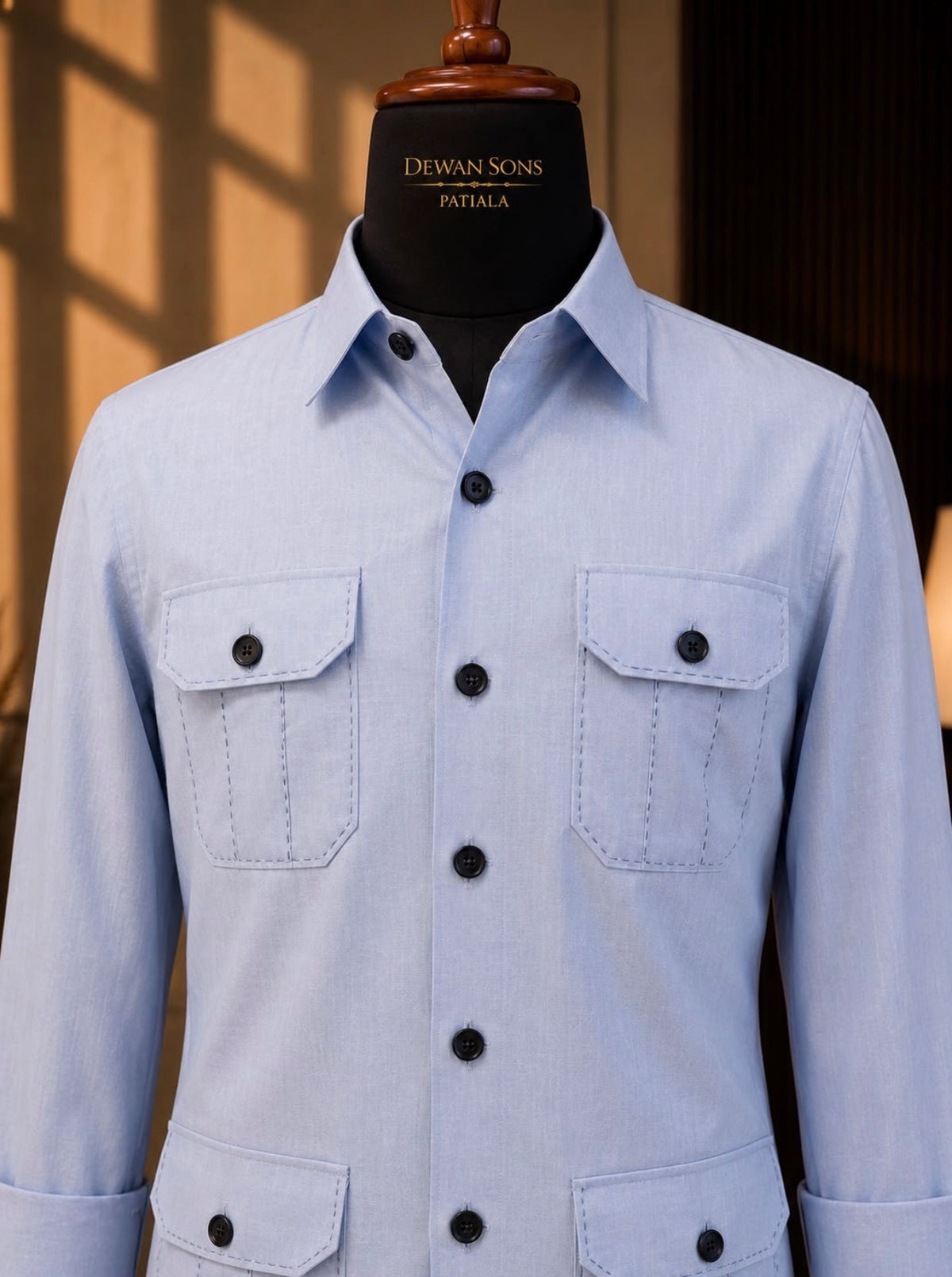 4-Pocket Utility Shirt with Hemming Detail