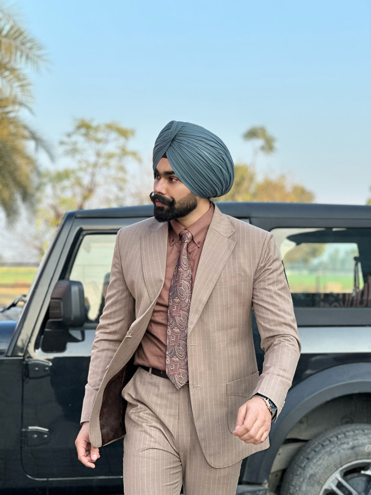Sandhurst Pinstripe 120 Super Count Merino Wool Suit