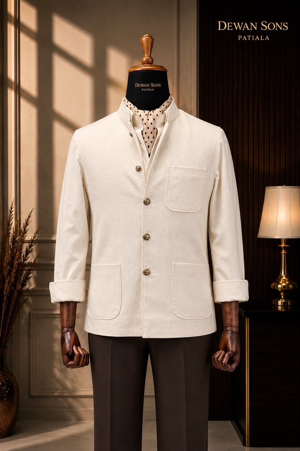 Ivory Linen Nehru Jacket
