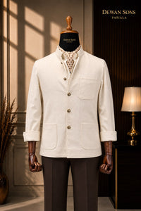 Ivory Linen Nehru Jacket
